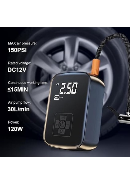 Wlue Kablosuz 3600 Mah Araç Kompresör 150 Psı Basınçlı Lastik, Bisklet, Motosiklet Şişirme Pompası modelleri