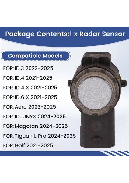 Vw Id3 Için Id4 Id6 Park Park Yardımı Radar Yan Yardım Sensörü 1ED919275B (Yurt Dışından) indirimleri