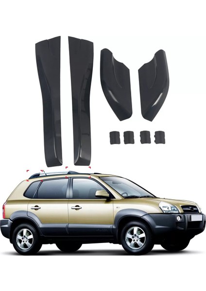 8pcs Arabalar Plastik Çatı Rafı Box Ray Ucu Koruma Siyah Kapakları Kabuk Kapağı Araba Aksesuarı Hyundai Tucson 2004-2008 (Yurt Dışından) indirimleri