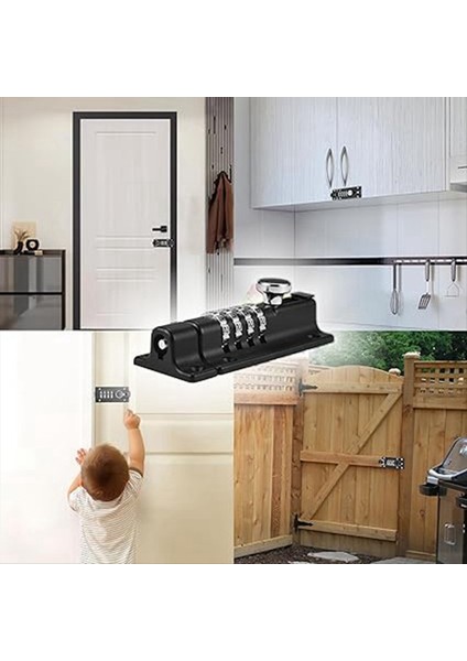 Şifre Mandalı Kilçi Sürgülü Kombinasyon Kilidi Şifre Kapı Mandalı Güvenlik Kilidi Hırsızlık Önleme Parola Kilit Kartı (Siyah) (Yurt Dışından) indirimleri