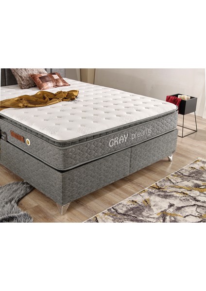 Gray Dreams Set Çift Kişilik Yatak Seti 200 x 200 Başlık + Sandıklı Baza+ Ortopedik Yatak fırsatları