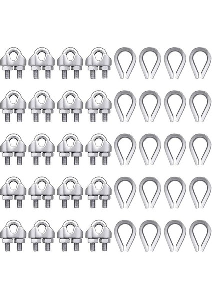 40 Pcs 1/8 Inç Tel Halat Kiti M3 Metal Tel Halat Kablo Kelepçesi ve M3 Paslanmaz Çelik Yükseklik (Yurt Dışından)