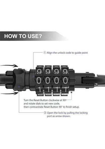 Kombinasyon Kilitleri 4 Haneli Ağır Hizmet Tipi Karabiner Klipler Döngüsel Bisiklet Güvenlik Kablosu Kilidi Için D Şeklinde Kod Kilidi (Yurt Dışından) modelleri