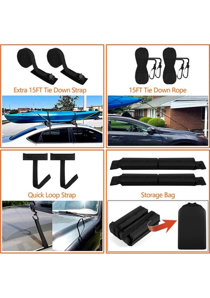 Araç Yumuşak Çatı Raf Pedleri Kayak Surf Tahtası-Sup Kano Kayak Aksesuarları Için Bagaj Taşıyıcısı (Yurt Dışından) indirimleri