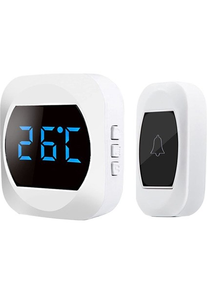 Kablosuz Kapı Zil Alıcı ve Düğme Verici + Oda Termometresi Sıcaklık Ekran Abd Fişi (Yurt Dışından)