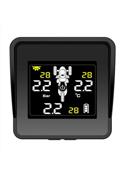 Güneş Kablosuz Lastik Basınç Izleme Sistemi Motosiklet Tpms Lastik Basınç Monitörü LCD Ekran 3 Harici Sensör (Yurt Dışından)