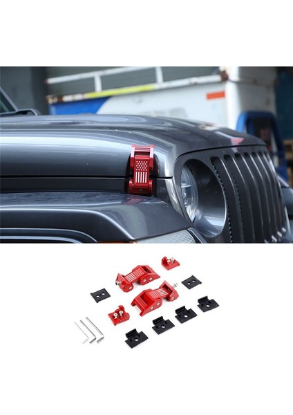Jeep Wrangler Için Araba Motor Kaput Mandal Kilitli Yakalama Kapak Kiti Jk 2007-2017 Jl Jt Gladiator 2018-2022 Aksesuarları (Kırmızı) (Yurt Dışından) fırsatları