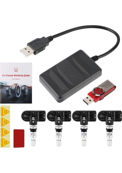 Araba Tpms Lastik Basınç Izleme Sistemi USB Android Navigasyon Lastik Basınç Algılama Dahili Lastik Basınç Sensörü (Yurt Dışından)