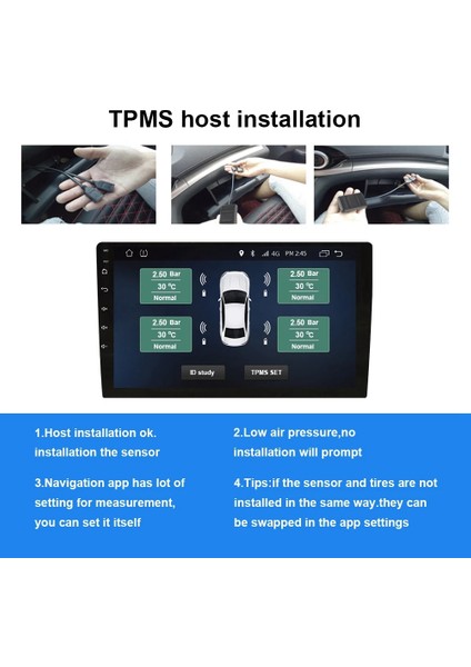 Araba Tpms Lastik Basınç Izleme Sistemi USB Android Navigasyon Lastik Basınç Algılama Dahili Lastik Basınç Sensörü (Yurt Dışından) fırsatları