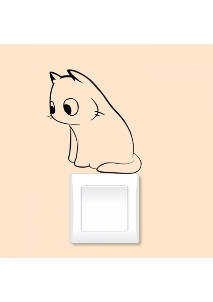 Şaşkın Kedi Priz Sticker 21X29 Cm, Elektrik Düğmesi Sticker