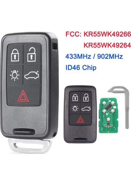 KR55WK49264 Volvo V60 S60 S60L S80 XC60 XC70 V40 2007-2016 ID46 PCF7953 Chıp 433MHZ Için KR55WK49264 (Yurt Dışından) modelleri