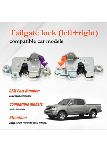 Bagaj Kapağı Kilit Arka Kapı Kilit Mandal Forvet 65780-0C010 65790-0C010 Toyota Tundra 2000-2006 (Yurt Dışından) modelleri