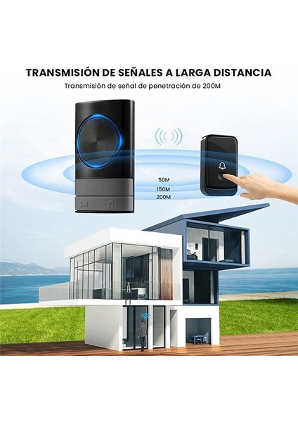 Kablosuz Kapı Zili Su Geçirmez Kapı Zili Kiti 200 Metre Aralık 45 Seçilebilir Melodilerle 4 Hacim Seviyesi Ofis Için Hacim Seviyesi (Yurt Dışından) fırsatları