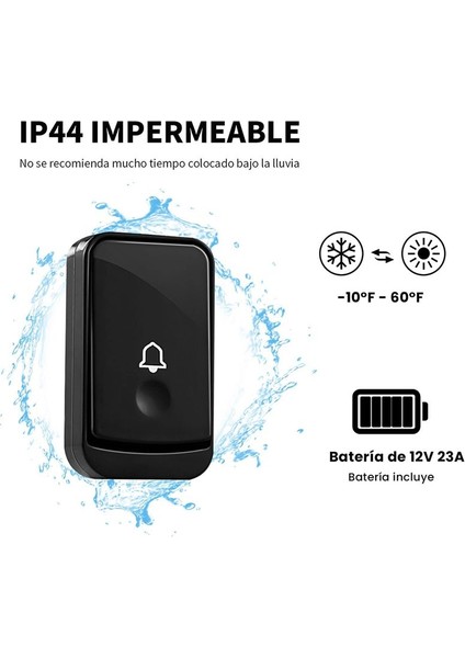 Kablosuz Kapı Zili Su Geçirmez Kapı Zili Kiti 200 Metre Aralık 45 Seçilebilir Melodilerle 4 Hacim Seviyesi Ofis Için Hacim Seviyesi (Yurt Dışından) indirimleri