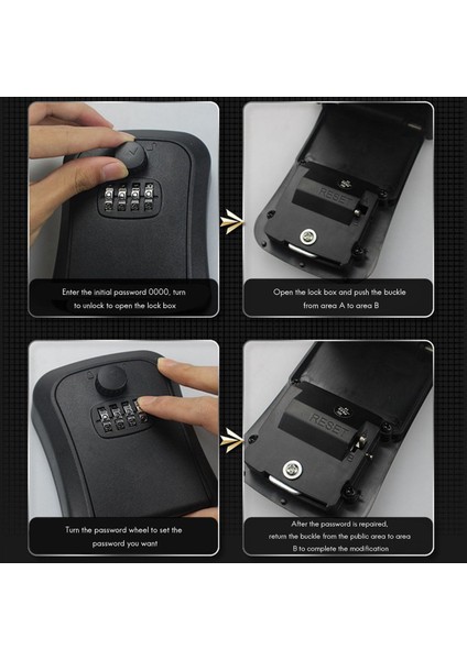 2x Anahtar Kilit Kutusu Duvara Monte Çinko Alaşım Anahtar Kutusu Hava Durumu Geçirmez 4 Haneli Kombinasyon Anahtar Depolama Kilit Kutusu (Yurt Dışından)