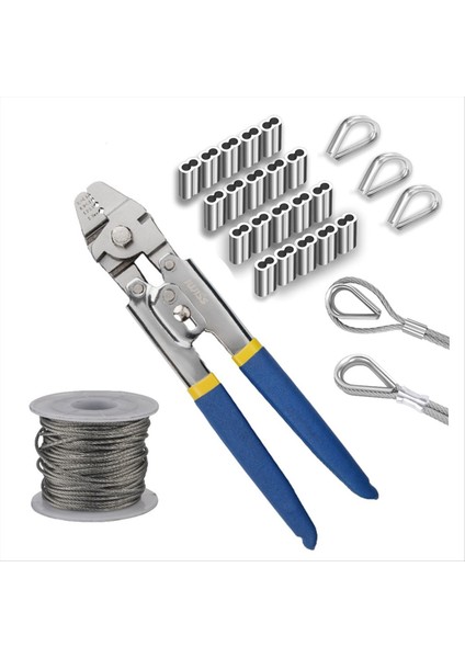Iwıss Tel Halat Sıkıştırma Aracı 50FT Tel Halat 200 Pcs Alüminyum Sıkılma Döngü Kılıfı Tel Halat (Yurt Dışından)