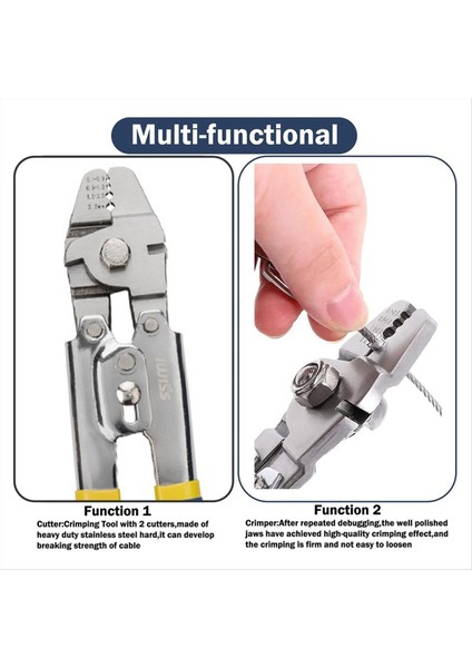 Iwıss Tel Halat Sıkıştırma Aracı 50FT Tel Halat 200 Pcs Alüminyum Sıkılma Döngü Kılıfı Tel Halat (Yurt Dışından) modelleri