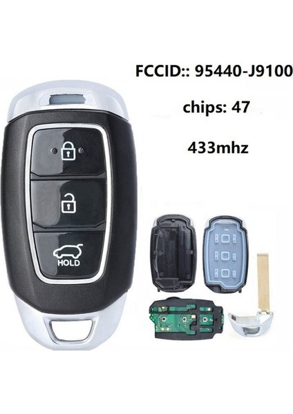Araç Uzaktan Akıllı Kart Uzaktan Araba Anahtarı 434 Frekans Kimliği 47 Yonga 95440-J9100 Hyundai Kona 2018 (Yurt Dışından) fırsatları