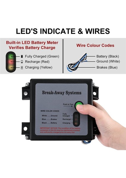 Römork Frenleri Parçalanma Kiti LED Test Işığı Elektrikli Kırılma Sistemi Evrensel Römork Fren Denetleyicisi (Yurt Dışından) fırsatları