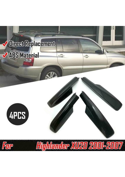 4pcs Toyota Highlander XU20 2001-2007 Için Siyah Çatı Rafı Kapak Ray Kabuğu (Yurt Dışından) fiyatları