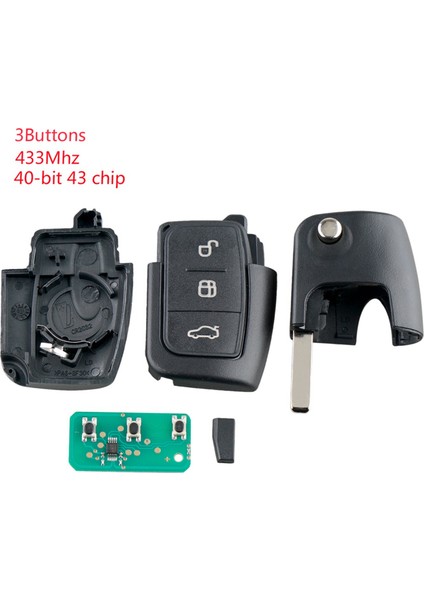 3x Araba Akıllı Uzaktan Anahtar 3 Düğmeleri Ford Focus Fiesta 2013 Fob Case 433MHZ (Yurt Dışından) fiyatları