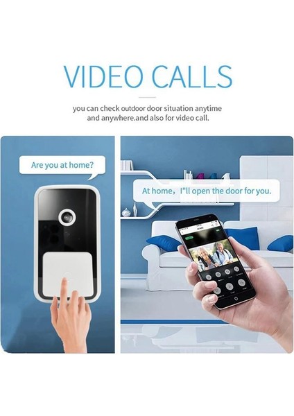 Akıllı Kapı Zili Wifi Kablosuz Çağrı Iki Yönlü Interkom Kamera Telefonu Uzaktan Video Ev Koruma Gece Vizyon Çan Kamera (Yurt Dışından)