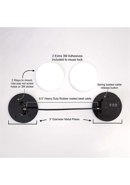 3x Buzdolabı Güçlü Yapıştırıcı 3 Haneli Şifre Kilidi Kabine Dosyası Çekmecesi Pencere Çocuk Güvenliği (Yurt Dışından) modelleri