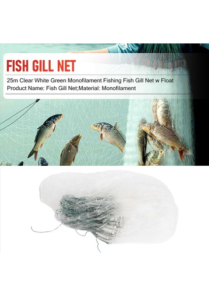 25M Açık Beyaz Yeşil Monofilament Balıkçı Balık Solungaç Net W Şamandıra (Yurt Dışından) fırsatları