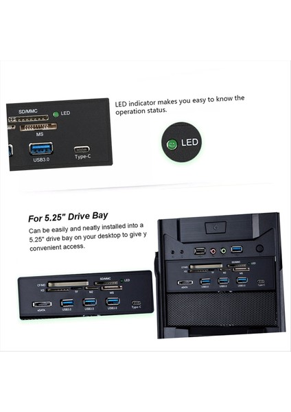 5 25INCH Kart Okuyucu Dahili Kart Okuyucu Medya Çok Fonksiyonlu Gösterge Tablosu Pc Ön Panel Tip-C USB 3 1 USB 3 0 (Yurt Dışından) fiyatları