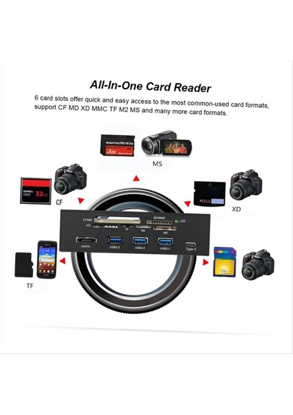 5 25INCH Kart Okuyucu Dahili Kart Okuyucu Medya Çok Fonksiyonlu Gösterge Tablosu Pc Ön Panel Tip-C USB 3 1 USB 3 0 (Yurt Dışından) modelleri