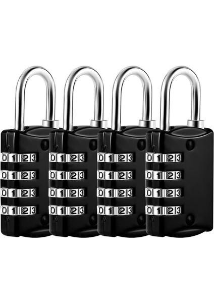 Kombinasyon Kilitler Metal Kodu ile 4 Baslı Kilidi Kilit Kilidi Hava Durumu Geçirmez Bavul Kilitli Kilit Soyunma Siyahı Siyah (Yurt Dışından)