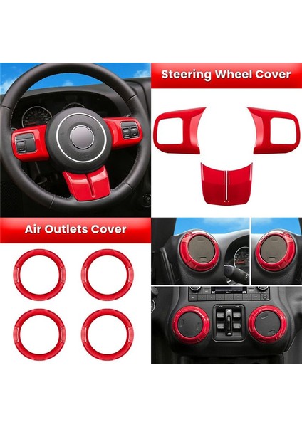 18PCS Dekoratif Çerçeve Yüzüğü Merkezi Kontrol Iç Araç Aksesuarları Jeep Wrangler Kırmızı (Yurt Dışından) indirimleri