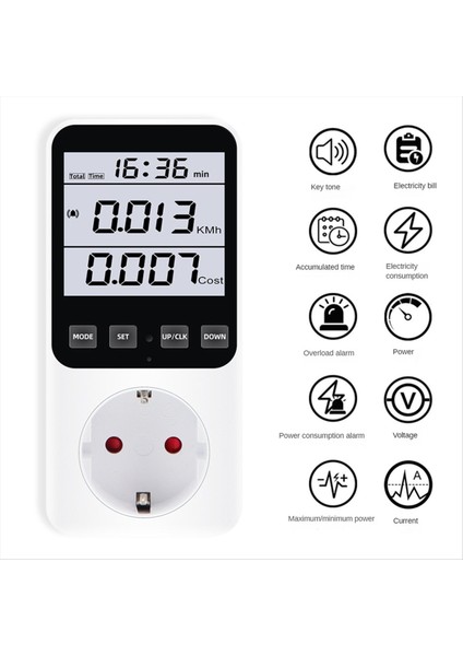 Ab Fişi Dijital Enerji Ölçer Wattmetre Soket Voltajı Güç Tüketimi AC230V 16A Elektrik Analizörü Monitör Test Cihazı (Yurt Dışından) fiyatları