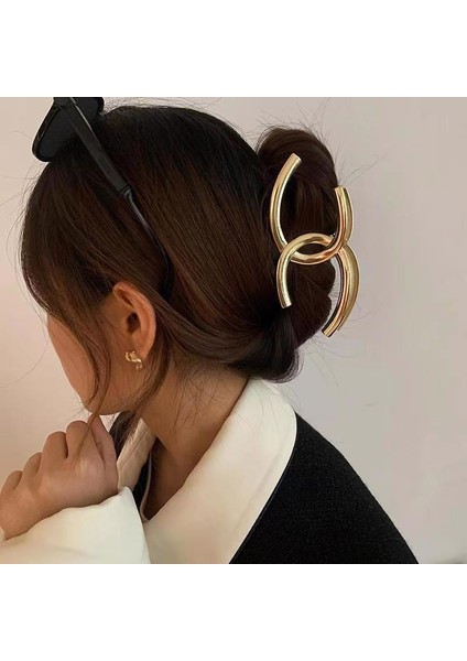 Basit Yay Metal Kapma Klipsi Kadın Gelişmiş Büyük Mizaç Duygusu Köpekbalığı Klipsi Soğuk Başın Arkası (Yurt Dışından)