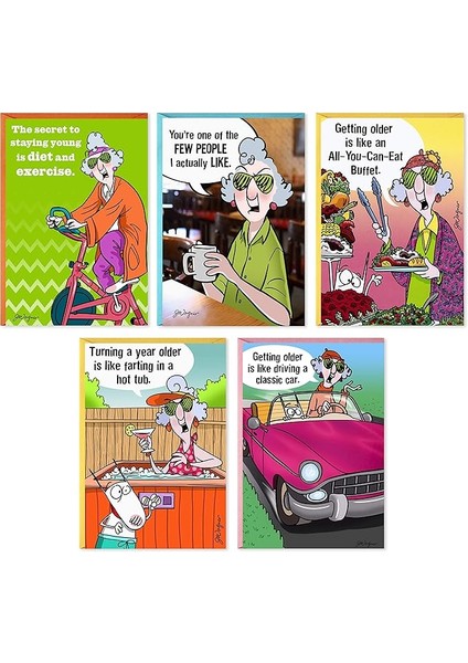 Maxine Komik Doğum Günü Kartı Çeşitleri (Zarflı 5 Kart)