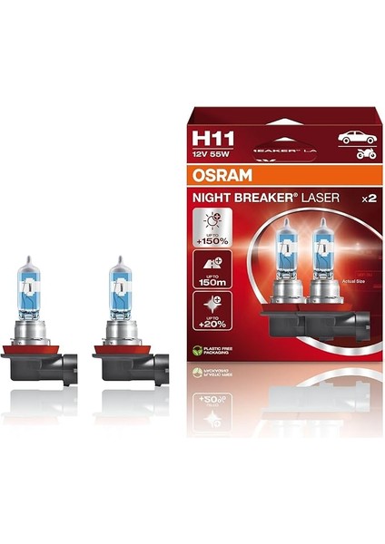 H11%150 Fazla Işık Night Breaker Laser 12V