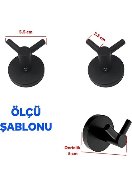 Siyah Renk Metal Sağlam Banyo Lavabo 2'li Askılık Aparat Bornoz Havlu Asma Askı Vidalı fiyatları