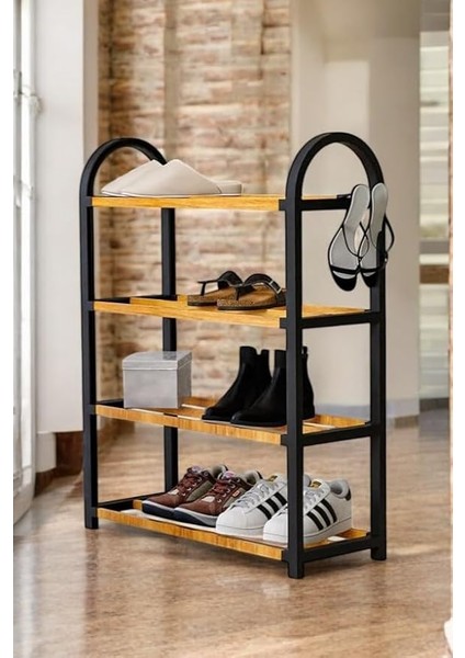 Midi Ahşap Çubuklu Ayakkabılık 4 Bölmeli Düzenleyici 8 Çift Ayakkabı Kapasiteli Raf Ünitesi indirimleri