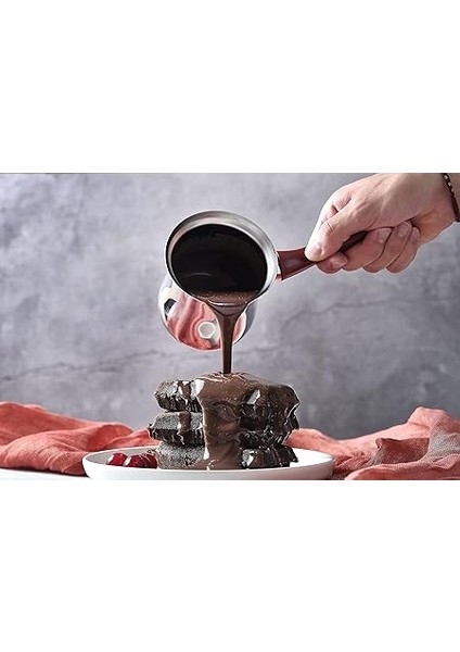 Celik Cezve, 300 ml Paslanmaz Celik Cezve, Kirmizi Kulplu Cezve, Tereyagi Sosu, Cikolata Sosu, Bitki Cayi Hazirlamak, Sut Isitmak Icin Uygun Sos Cezve Seti (Cezve, Kirmizi Sap) fırsatları