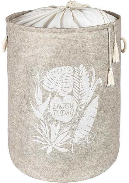 Keçe Torbalı Yuvarlak Çamaşır Sepeti, Düzenleyici Organizer, Krem Renk, 50X35CM modelleri