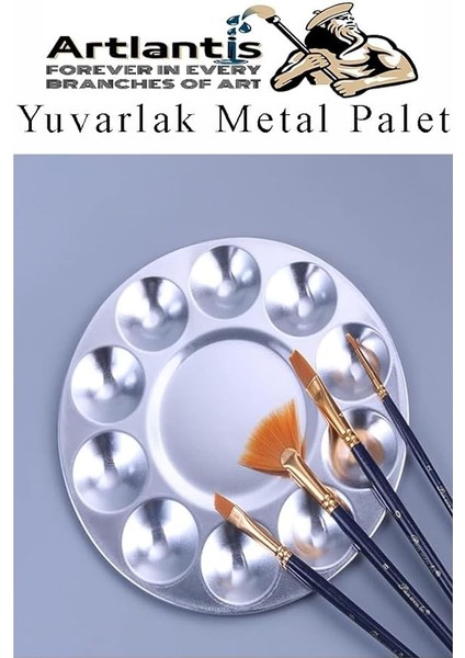Metal Palet 1 Adet Metal Boya Paleti 10 Hazneli 17 cm Paslanmaz Resim Boyama Paleti Fırça Hediyeli modelleri