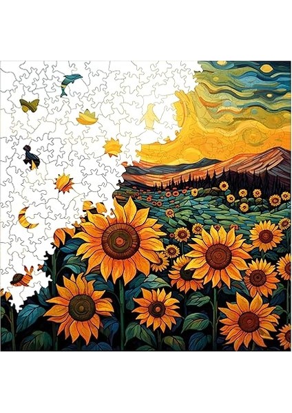 - Ahşap Puzzle Yetişkinler Için - Günebakan Tarlasında Akşamüstü Benzersiz Parçalı Puzzle - 353 Parça Ahşap Yapboz - Yapıştırıcı Folyo Dahil - Dekoratif Ahşap Puzzle - 29X29 cm - S1-30 fırsatları