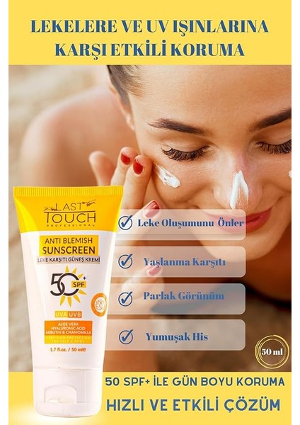 Touch Spf 50+ Leke Karşıtı Yüksek Korumalı Yüz ve Vücut Güneş Kremi 50 ml fiyatları