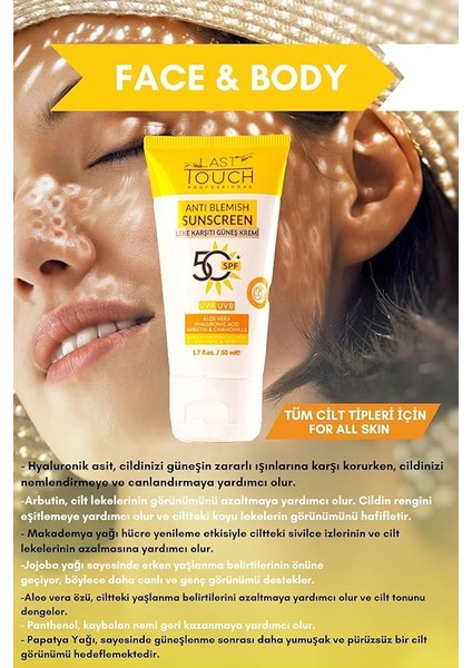 Touch Spf 50+ Leke Karşıtı Yüksek Korumalı Yüz ve Vücut Güneş Kremi 50 ml modelleri