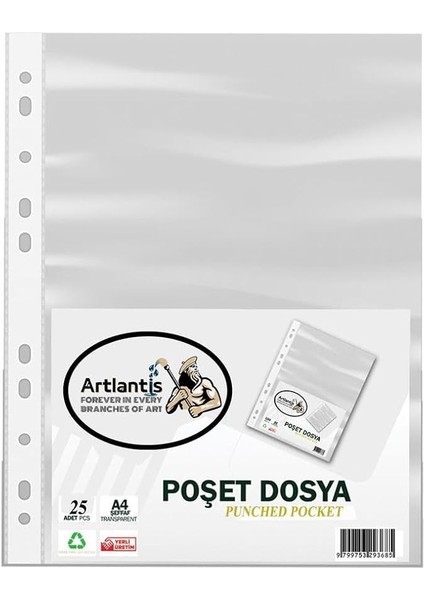 Dosya 25 Li A-4 Şeffaf Föy Dosya 1 Paket Artlantis Ofis Okul Kenarı Delikli Poşet Dosya 1 Paket