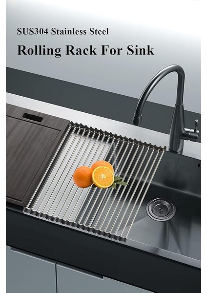 Home Evye Üstü Katlanır Nihale Paslanmaz Çelik Pratik Sebze Meyve Bulaşık Kurutma Süzgeci,rulo Bulaşık Kurutma Rafı (43X22) fiyatları