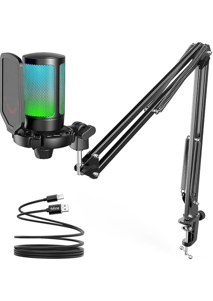 Ampligame A6T Twitch - Youtuber - Gamer - Tiktok - Yayıncı USB Mikrofon Seti (Siyah)