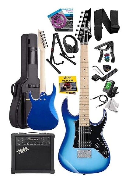 DE-150BL-25AMP Maple Klavye Hh Yüksek Kaliteli 25W Amfili Elektro Gitar Seti fiyatları