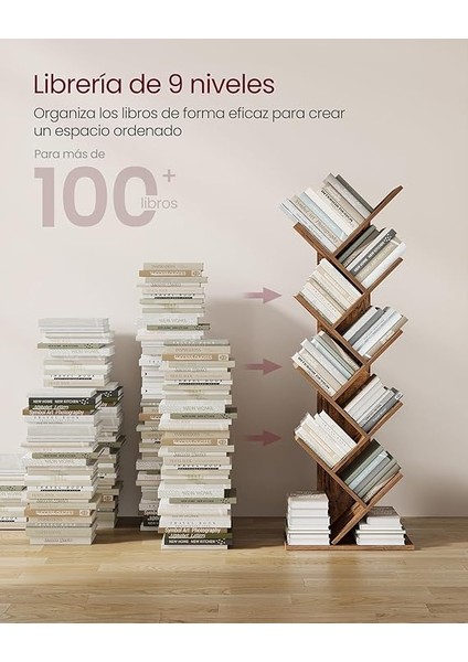 Ağaç Kitap Rafı, 8 Katlı Ayaklı Kitaplık, Oturma Odası, Ev Ofis Için Ahşap Raflı, Rustik Kahverengi LBC11BX indirimleri