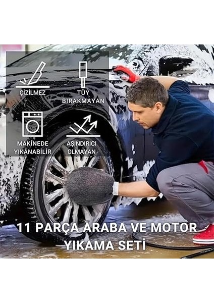 Profesyonel 11 Parça Mikrofiber Araç Oto Yıkama Seti Araç Fırçası Araç Mikrofiber Bez Seti fiyatları